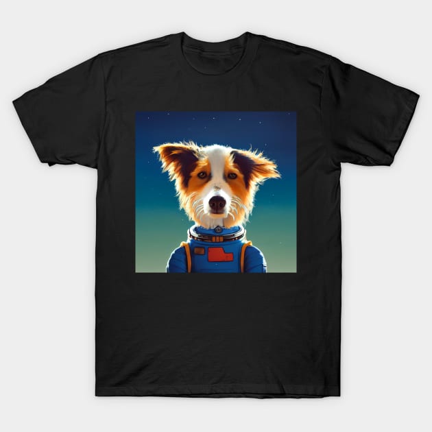 Border Collie wearing astronaut clothing T-Shirt by Studiowatermars